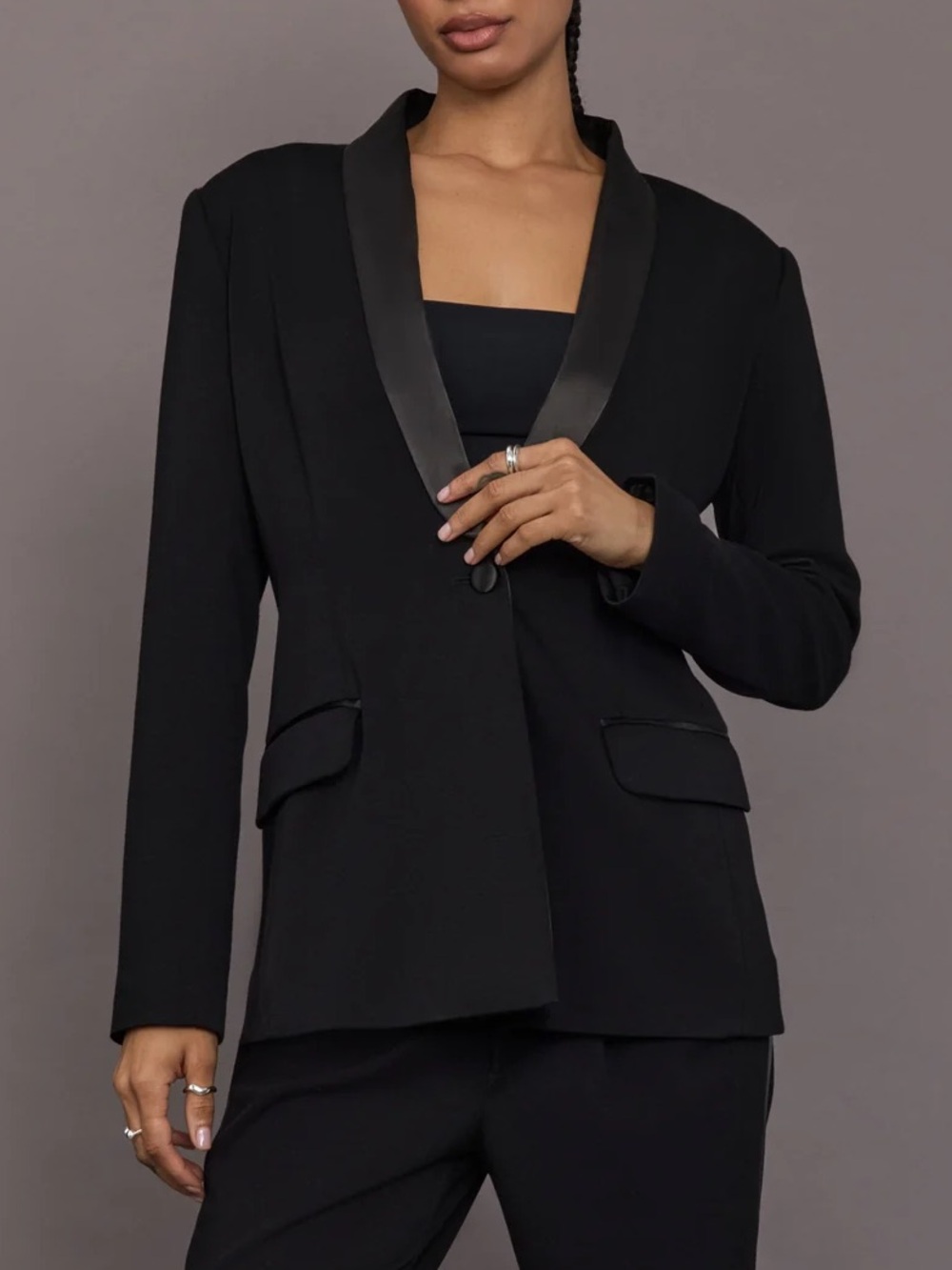 Carbon 38 | Tuxedo Blazer in Scuba Black Size Small
